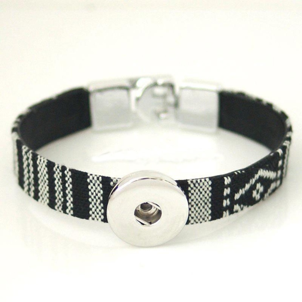 Snap Button Jewelry Black Bracelet
